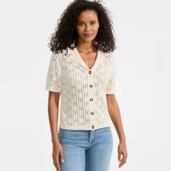 Soft Ease Ajour-Cardigan mit Leinen