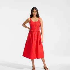 Soft Ease Midikleid mit Biesen aus Leinenmix für Damen
