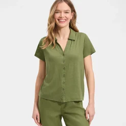 Soft Ease Polobluse aus Leinenmix für Damen