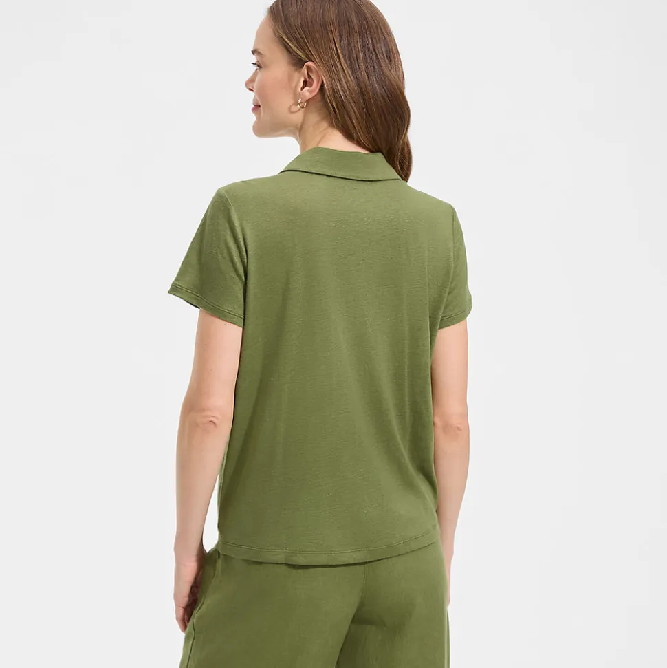 Soft Ease Polobluse aus Leinenmix für Damen