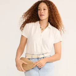 Soft Ease Polobluse aus Leinenmix für Damen
