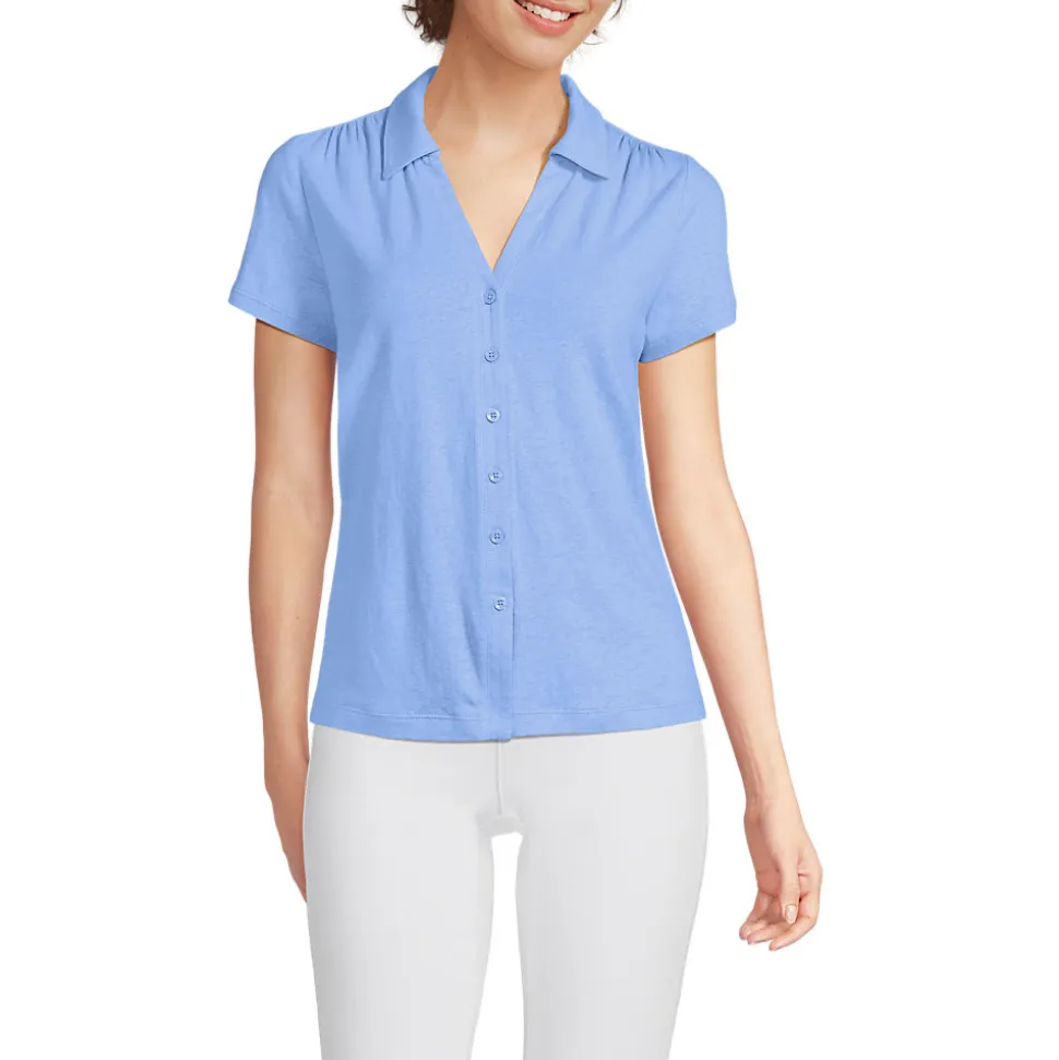 Soft Ease Polobluse aus Leinenmix für Damen