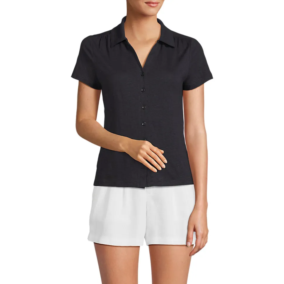 Soft Ease Polobluse aus Leinenmix für Damen