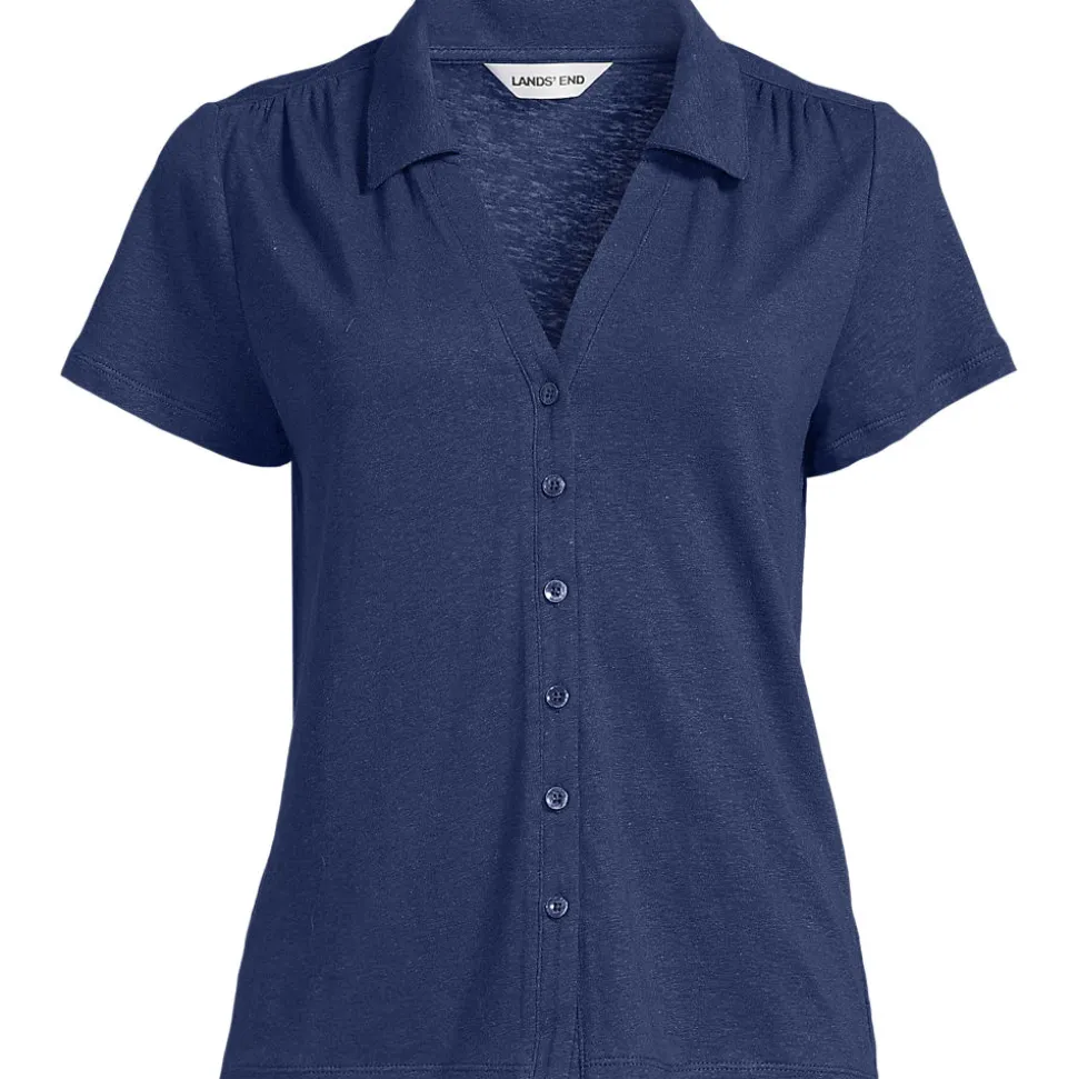 Soft Ease Polobluse aus Leinenmix für Damen