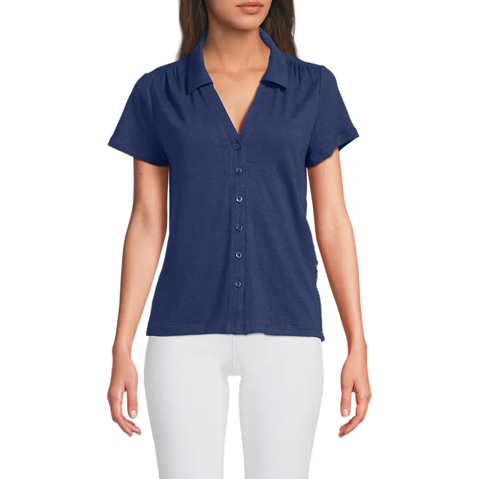 Soft Ease Polobluse aus Leinenmix für Damen