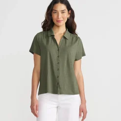Soft Ease Polobluse aus Leinenmix für Damen