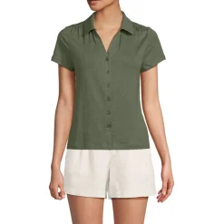 Soft Ease Polobluse aus Leinenmix für Damen