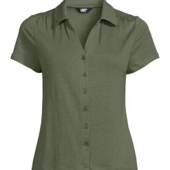 Soft Ease Polobluse aus Leinenmix für Damen