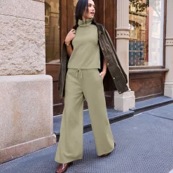 Softe Jerseyhose mit weitem Bein für Damen
