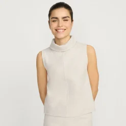 Softes ärmelloses Jersey-Rollkragenshirt für Damen