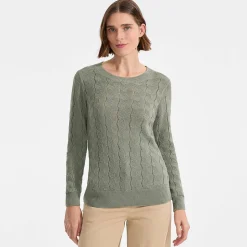 Soft Flow Rundhalspullover aus Leinenmix für Damen