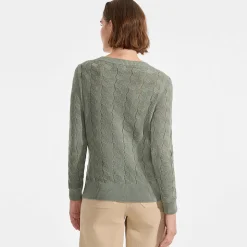 Soft Flow Rundhalspullover aus Leinenmix für Damen