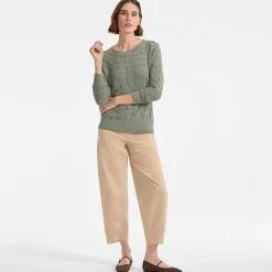 Soft Flow Rundhalspullover aus Leinenmix für Damen