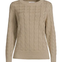 Soft Flow Rundhalspullover aus Leinenmix für Damen