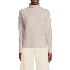 Soft Touch Stehkragenpullover mit Ärmelknöpfen für Damen