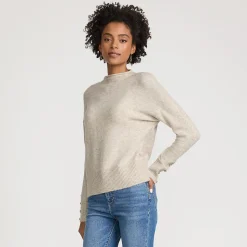 Soft Touch Stehkragenpullover mit Ärmelknöpfen für Damen
