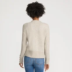 Soft Touch Stehkragenpullover mit Ärmelknöpfen für Damen
