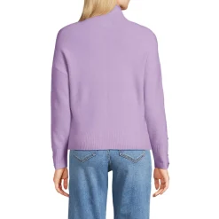 Soft Touch Stehkragenpullover mit Ärmelknöpfen für Damen
