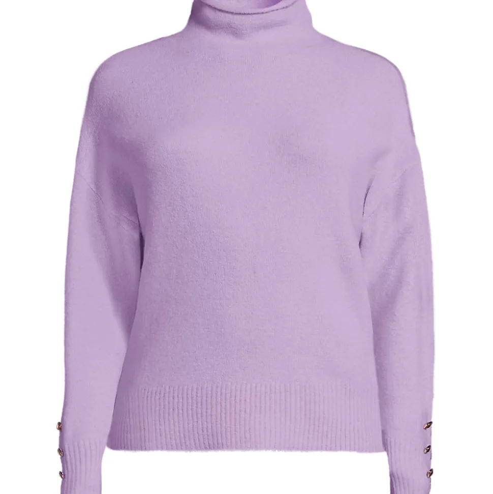 Soft Touch Stehkragenpullover mit Ärmelknöpfen für Damen