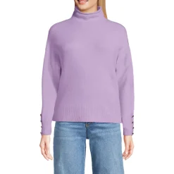 Soft Touch Stehkragenpullover mit Ärmelknöpfen für Damen
