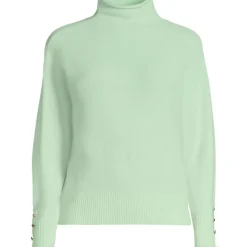 Soft Touch Stehkragenpullover mit Ärmelknöpfen für Damen