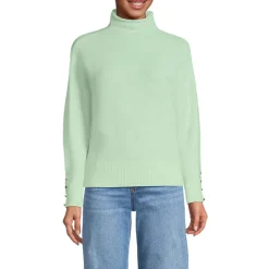 Soft Touch Stehkragenpullover mit Ärmelknöpfen für Damen