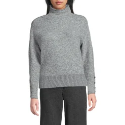 Soft Touch Stehkragenpullover mit Ärmelknöpfen für Damen