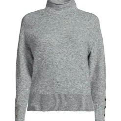 Soft Touch Stehkragenpullover mit Ärmelknöpfen für Damen