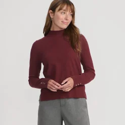 Stehkragenpullover mit Ärmelknöpfen für Damen