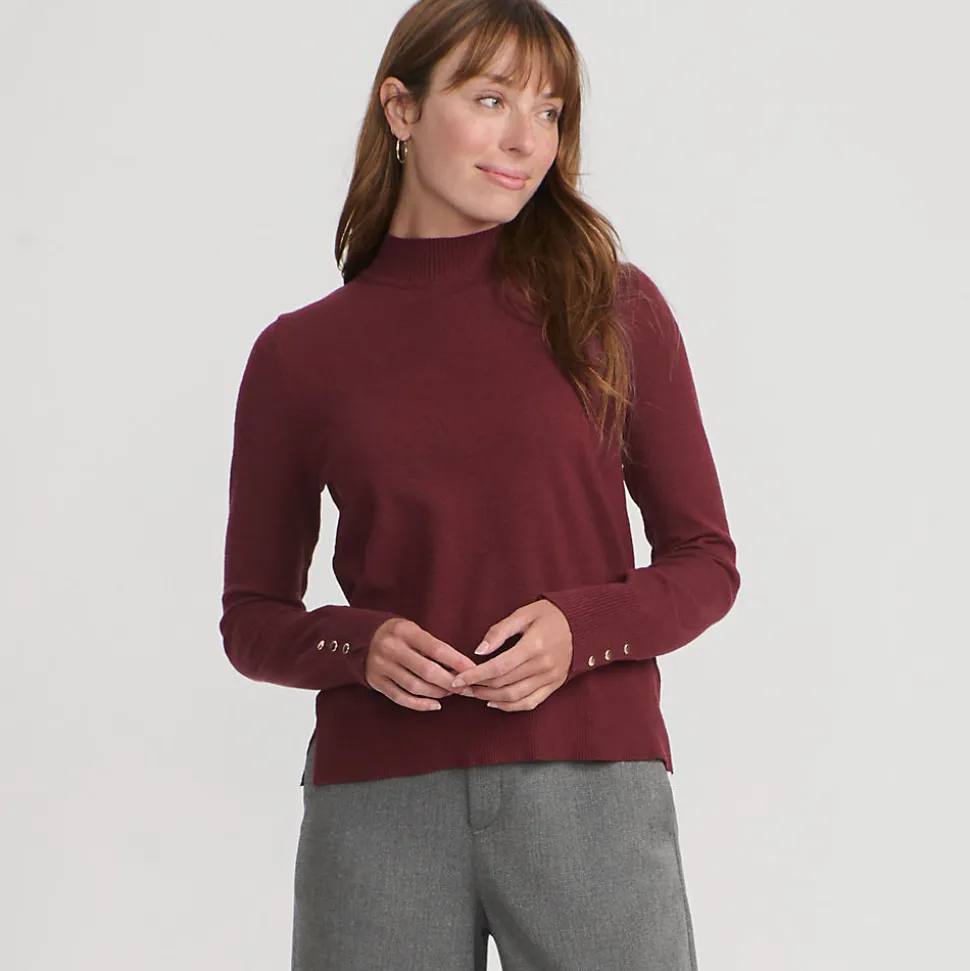 Stehkragenpullover mit Ärmelknöpfen für Damen