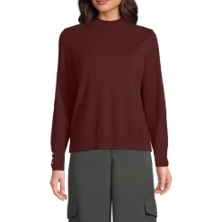 Stehkragenpullover mit Ärmelknöpfen für Damen