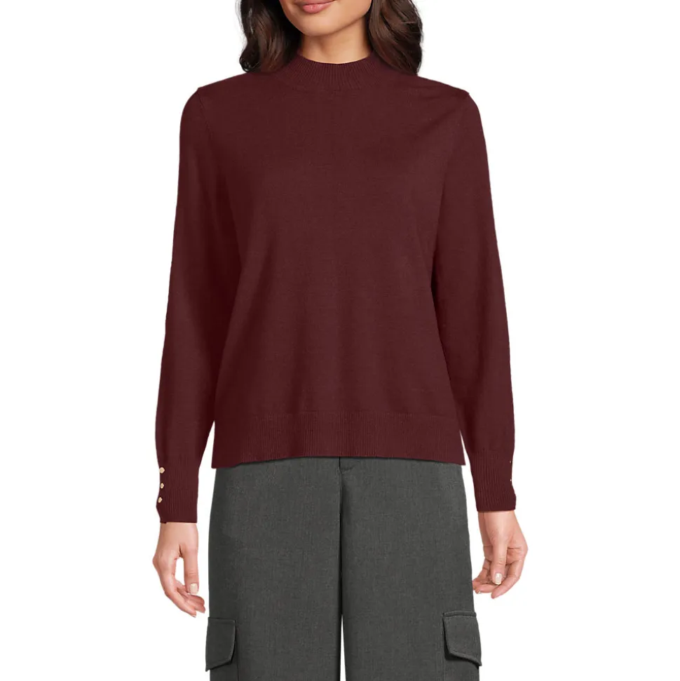 Stehkragenpullover mit Ärmelknöpfen für Damen