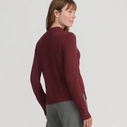 Stehkragenpullover mit Ärmelknöpfen für Damen