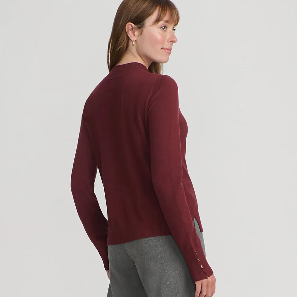 Stehkragenpullover mit Ärmelknöpfen für Damen