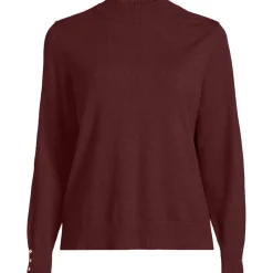 Stehkragenpullover mit Ärmelknöpfen für Damen
