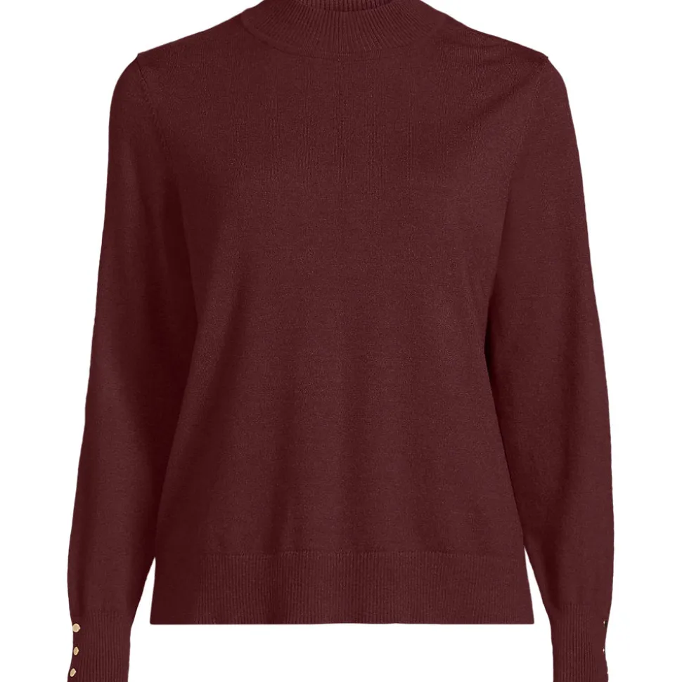 Stehkragenpullover mit Ärmelknöpfen für Damen