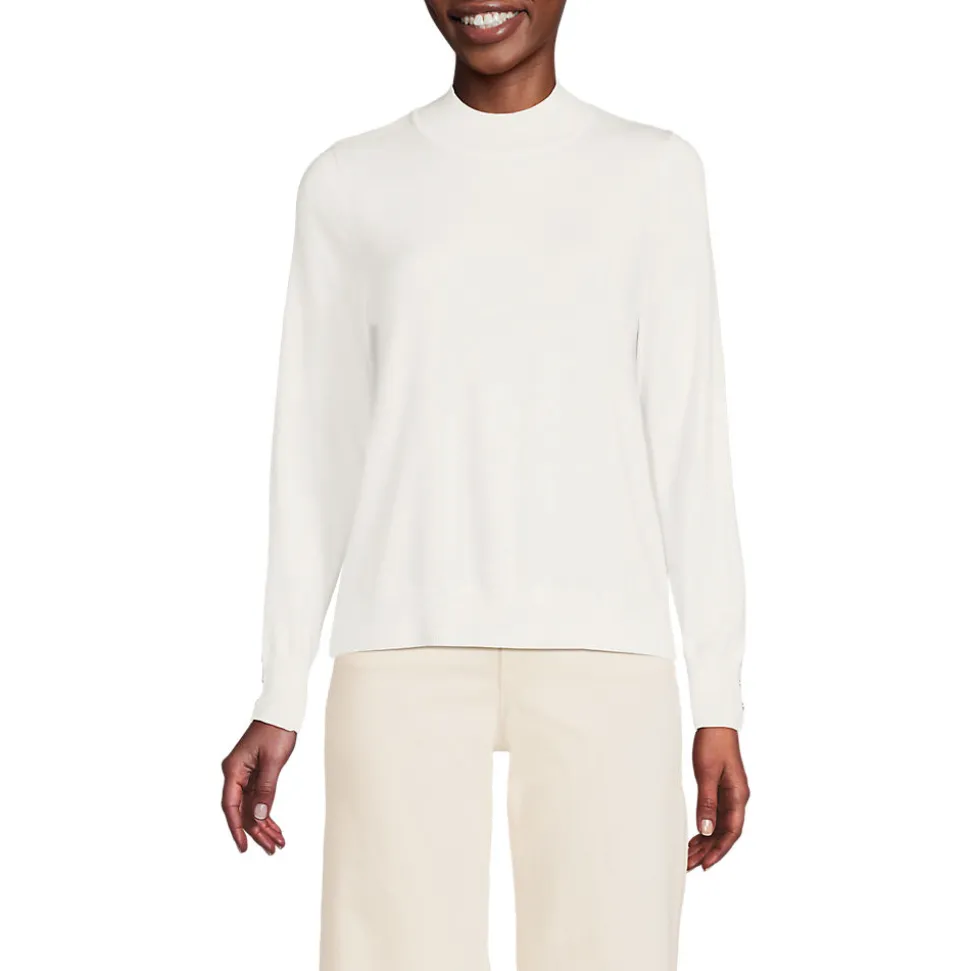 Stehkragenpullover mit Ärmelknöpfen für Damen