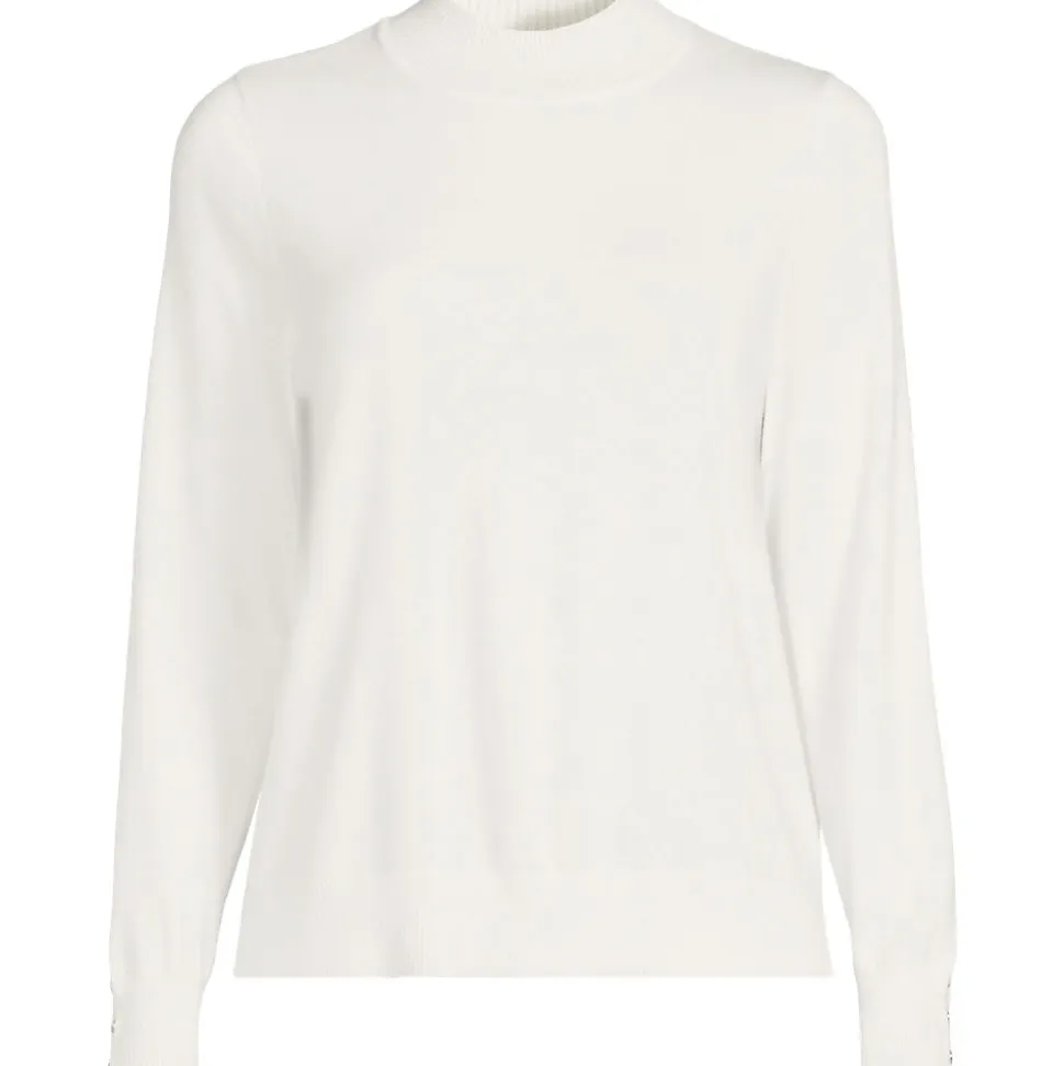 Stehkragenpullover mit Ärmelknöpfen für Damen
