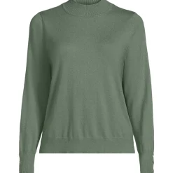 Stehkragenpullover mit Ärmelknöpfen für Damen