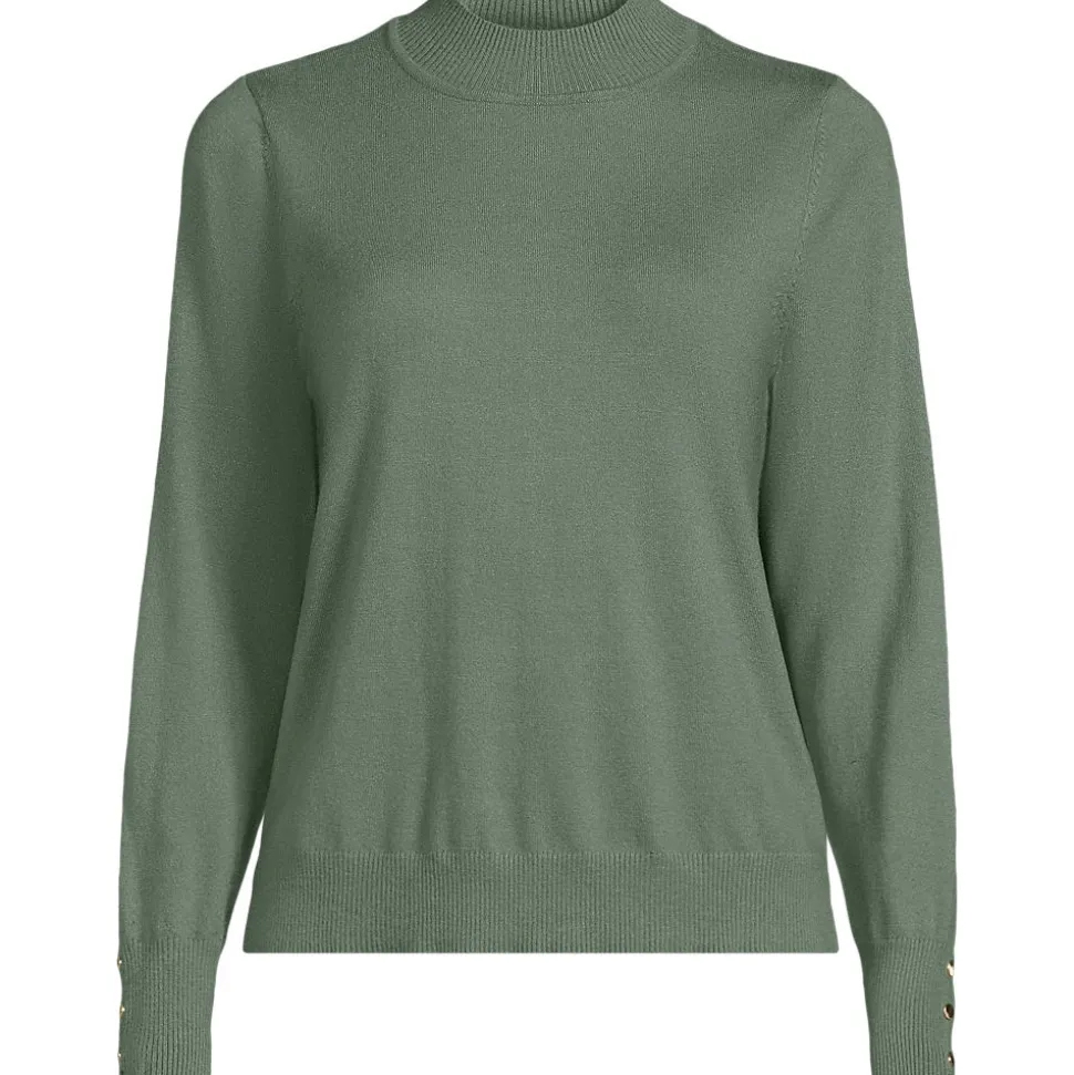 Stehkragenpullover mit Ärmelknöpfen für Damen