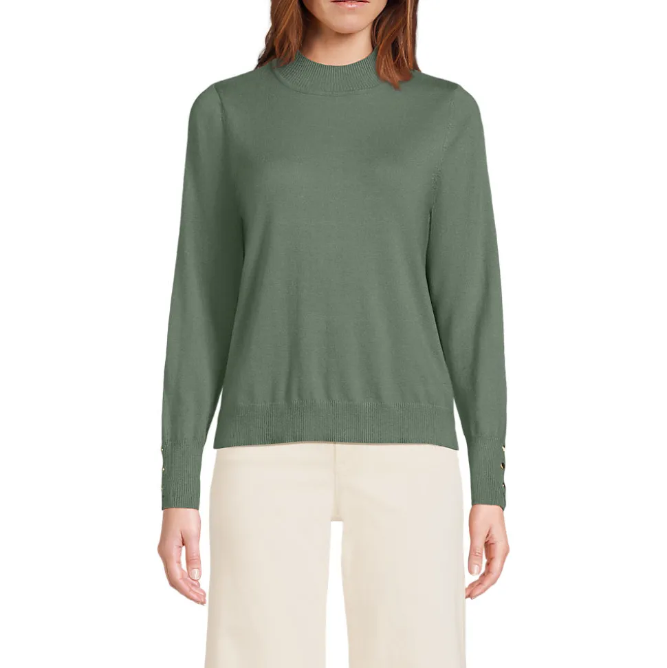 Stehkragenpullover mit Ärmelknöpfen für Damen