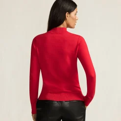 Stehkragenpullover mit Ärmelknöpfen für Damen