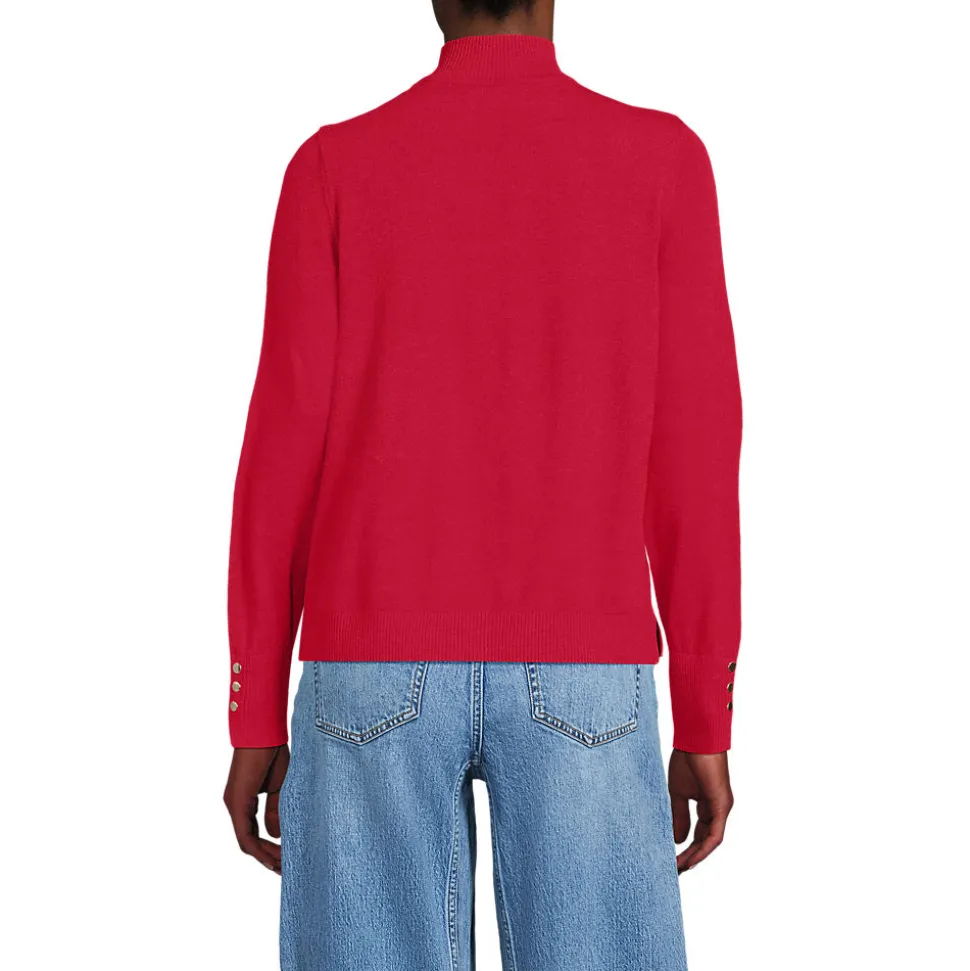 Stehkragenpullover mit Ärmelknöpfen für Damen