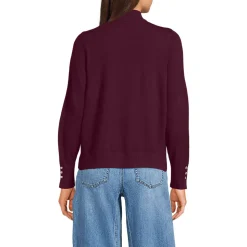 Stehkragenpullover mit Ärmelknöpfen für Damen