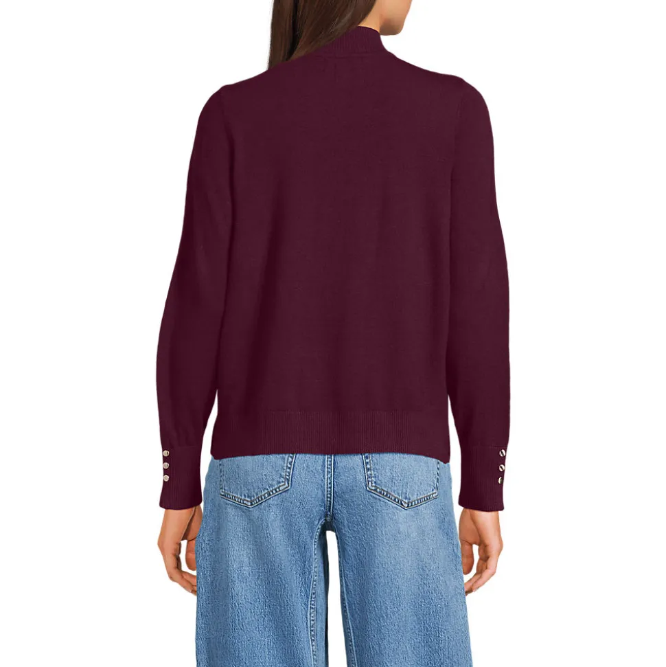 Stehkragenpullover mit Ärmelknöpfen für Damen