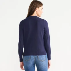 Stehkragenpullover mit Ärmelknöpfen für Damen