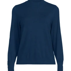 Stehkragenpullover mit Ärmelknöpfen für Damen