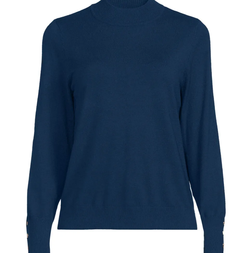 Stehkragenpullover mit Ärmelknöpfen für Damen