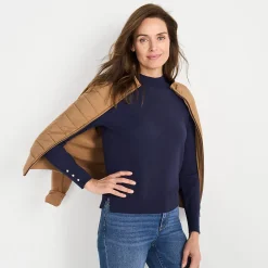 Stehkragenpullover mit Ärmelknöpfen für Damen