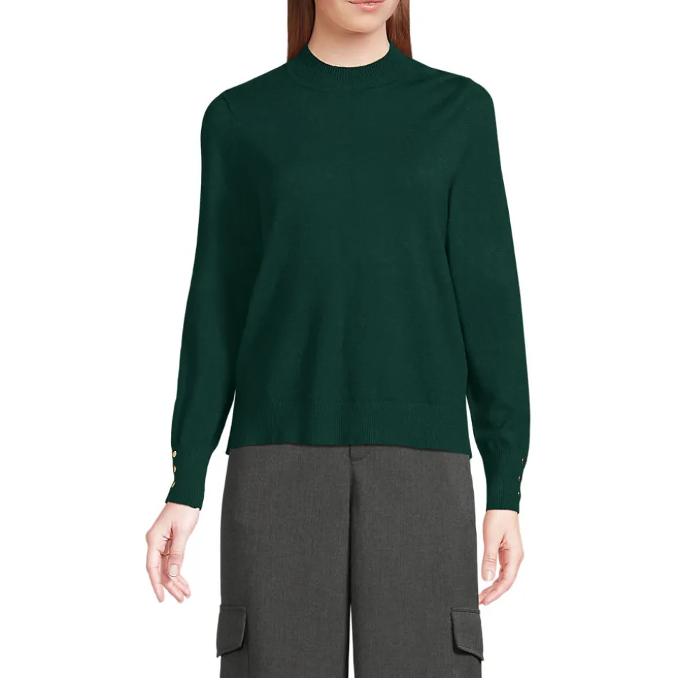 Stehkragenpullover mit Ärmelknöpfen für Damen